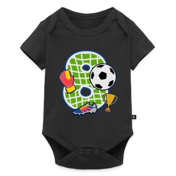 Fußball 8. Geburtstagsparty Nummer 8 - 8 Jahre - Baby Premium Kurzarmbody - Schwarz - Vorne