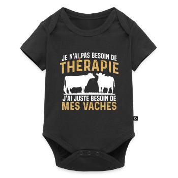 j'ai juste besoin de mes vaches - Body à manches courtes Premium Bébé - noir - Devant