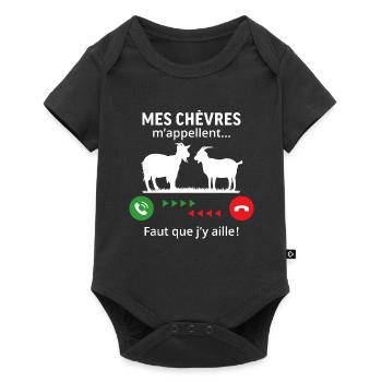 mes chèvres m'appellent faut que j'y aille! - Body à manches courtes Premium Bébé - noir - Devant