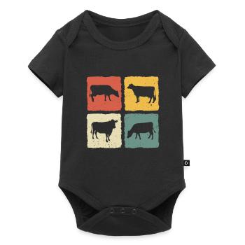 Cow retro cows - Baby Premium short-sleeve bodysuit - black - Front