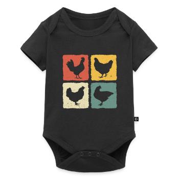 retro poules - Body à manches courtes Premium Bébé - noir - Devant