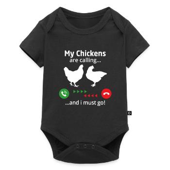Mes poules m’appellent et je dois y aller - Body à manches courtes Premium Bébé - noir - Devant