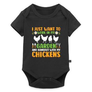 work in my garden and hangout with my chickens - Baby Premium short-sleeve bodysuit - black - Front