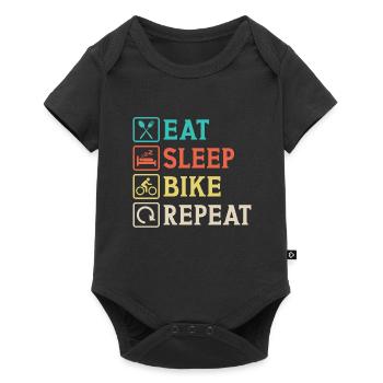 Essen Schlaf Fahrrad T-Shirt Radfahren Geschenk für Radfahrer - Baby Premium Kurzarmbody - Schwarz - Vorne