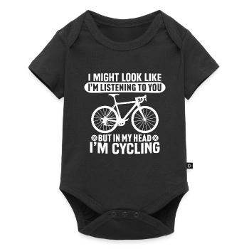 in my head i'm cycling - Baby Premium short-sleeve bodysuit - black - Front