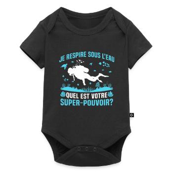 je respire sous L'eau quel est votre super pouvoir - Body à manches courtes Premium Bébé - noir - Devant