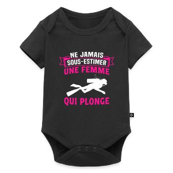ne jamais sous estimer une Femme Qui Plonge - Body à manches courtes Premium Bébé - noir - Devant