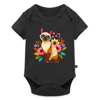 Siamese cat in the garden - Baby Premium short-sleeve bodysuit - black - Front