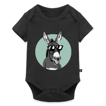 Esel Eselchen Maultier Muli - Baby Premium Kurzarmbody - Schwarz - Vorne