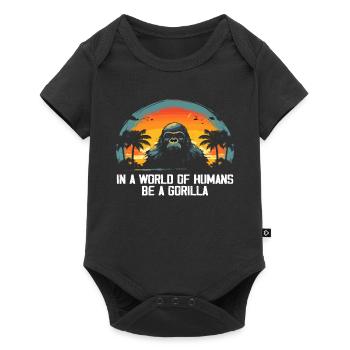 In A World Of Humans Be A Gorilla Gorillas - Baby Premium short-sleeve bodysuit - black - Front