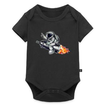 Graffiti Astronaut mit Spraydose Rakete - Baby Premium Kurzarmbody - Schwarz - Vorne