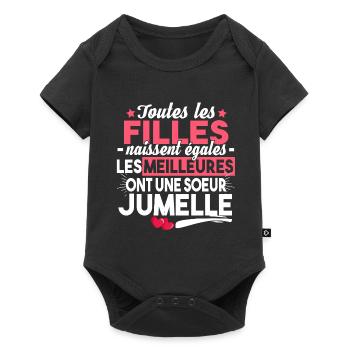 Sœurs Jumelles Licorne Famille Humour Bébé Fille - Body à manches courtes Premium Bébé - noir - Devant