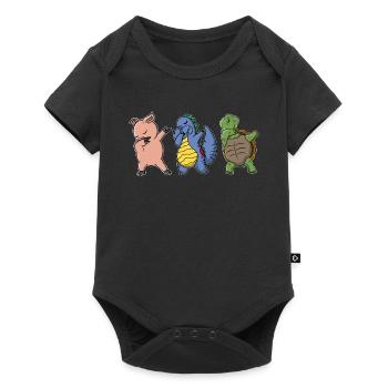 Dinosaur Pig Turtle Dabbing - Baby Premium short-sleeve bodysuit - black - Front
