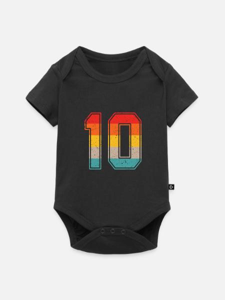 10 Jahre Retro Trikot Nummer 10 T-shirt Nummer 10 - Baby Premium Kurzarmbody - Schwarz