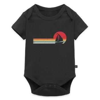 bateau à voile retro t-shirt voilier bateau - Body à manches courtes Premium Bébé - noir - Devant