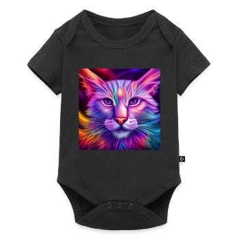 Katze in Neonfarben - Baby Premium Kurzarmbody - Schwarz - Vorne