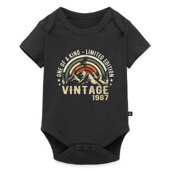 Né en 1987 Vintage 1987 Anniversaire Rétro 1987 - Body à manches courtes Premium Bébé - noir - Devant
