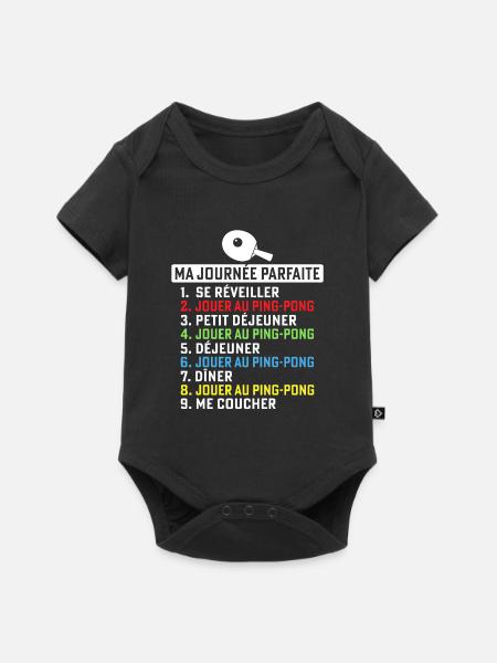 Ma journée parfaite Jouer au Ping Pong - Body à manches courtes Premium Bébé - noir