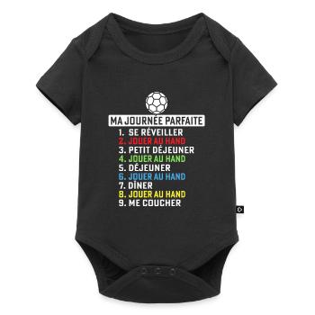 Ma journée parfaite Jouer au handball - Body à manches courtes Premium Bébé - noir - Devant