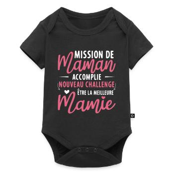 Mission de maman accomplie mamie annonce grossesse - Body à manches courtes Premium Bébé - noir - Devant