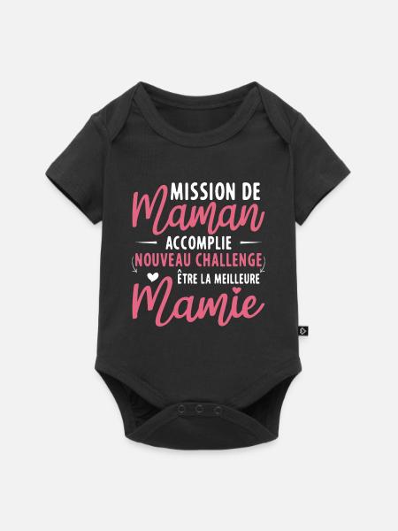 Mission de maman accomplie mamie annonce grossesse - Body à manches courtes Premium Bébé - noir