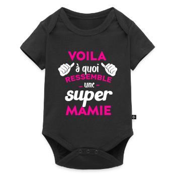 Super Mamie Cadeau Humour Personnalisé - Body à manches courtes Premium Bébé - noir - Devant