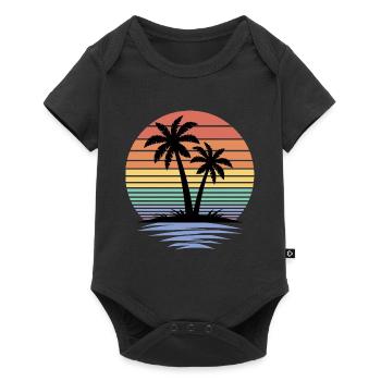 Tropical Island Palm Trees Beach Summer Vacation - Baby Premium short-sleeve bodysuit - black - Front