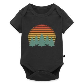 Sunset Forest Vintage Trees Grunge Tree Retro Nature - Body à manches courtes Premium Bébé - noir - Devant
