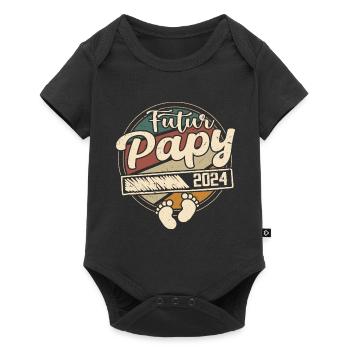 Futur Papy 2024 Cadeau annonce grossesse Homme - Body à manches courtes Premium Bébé - noir - Devant