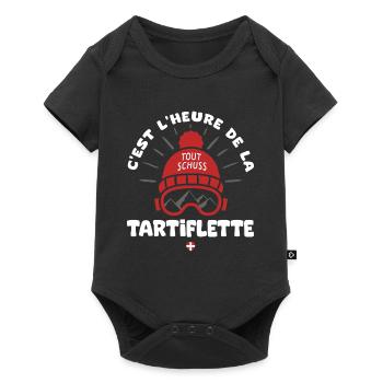 ski et tartiflette cadeau humour ski skieur savoie - Body à manches courtes Premium Bébé - noir - Devant
