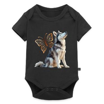Husky - Baby Premium Kurzarmbody - Schwarz - Vorne