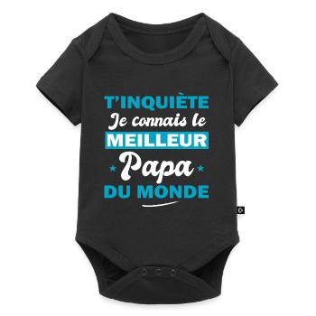 je connais le meilleur papa du monde - Body à manches courtes Premium Bébé - noir - Devant