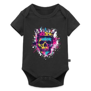 Couronne de crâne de roi - Body à manches courtes Premium Bébé - noir - Devant