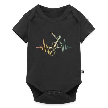 Violin Heartbeat Retro Violin Violinist - Baby Premium short-sleeve bodysuit - black - Front