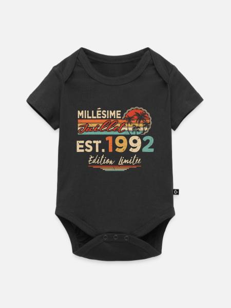 Millésime Né(e) Juillet 1992 Cadeau Anniversaire - Body à manches courtes Premium Bébé - noir