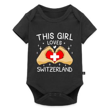 Suisse Flag Vintage Croix Coeur Suisse - Body à manches courtes Premium Bébé - noir - Devant