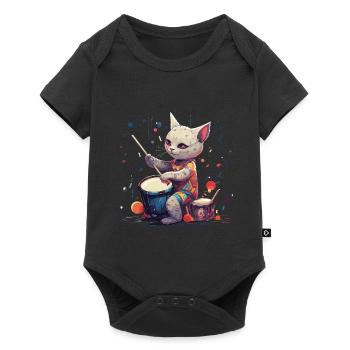 Cat Drummer Music Drums Egyptian Mau - Baby Premium short-sleeve bodysuit - black - Front