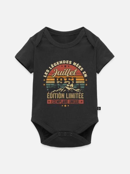 Juli 1951 Vintage Geburtstag 1951 Juli - Baby Premium Kurzarmbody - Schwarz