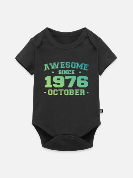 Oktober 1976 - Oktober 1976 Geburtstagsgeschenk - Baby Premium Kurzarmbody - Schwarz