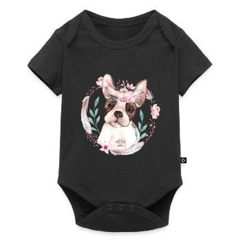 Fleurs de bouledogue français - Body à manches courtes Premium Bébé - noir - Devant