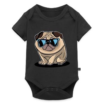 Mops - Baby Premium Kurzarmbody - Schwarz - Vorne