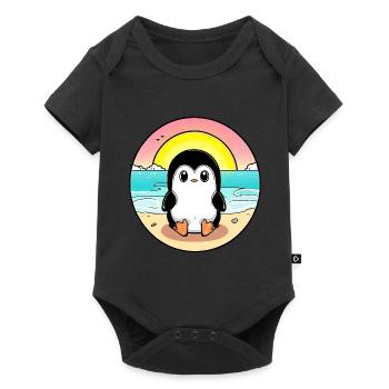 Pingouin de plage au coucher du soleil - Body à manches courtes Premium Bébé - noir - Devant