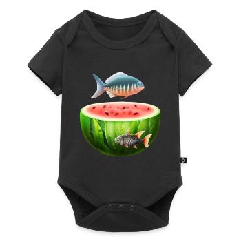 Aquarium de pastèques avec des poissons - Body à manches courtes Premium Bébé - noir - Devant