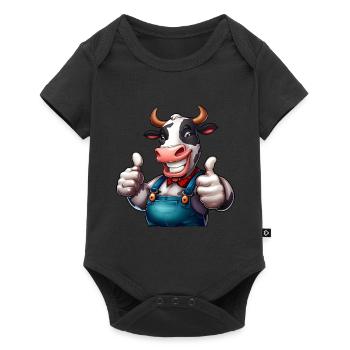 Cheerful farm cow - Baby Premium short-sleeve bodysuit - black - Front