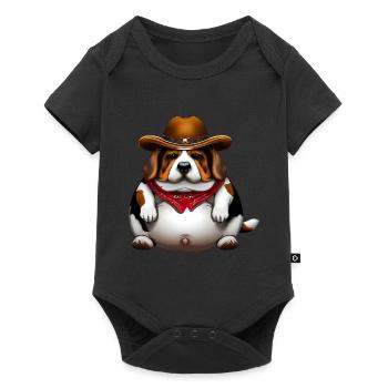 Fat Beagle Cowboy - Baby Premium short-sleeve bodysuit - black - Front
