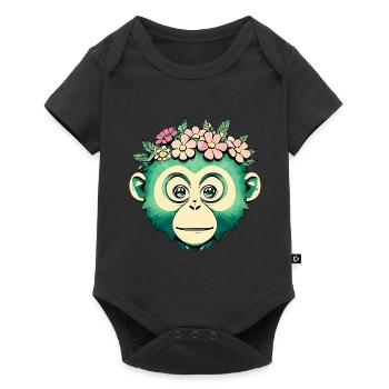 Ami singe fleuri - Body à manches courtes Premium Bébé - noir - Devant