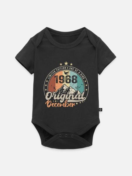 Décembre 1968 Cadeau Anniversaire - Decembre 1968 - Premium kortærmet baby-body  - sort