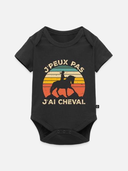 J'Peux Pas J'ai Cheval Animal Equitation - Body à manches courtes Premium Bébé - noir