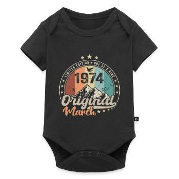 Cadeau D'anniversaire Nées En Mars 1974 Retro 1974 - Body à manches courtes Premium Bébé - noir - Devant