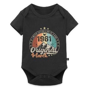 Geburtstagsgeschenk Geboren im März 1961 Retro 1961 - Baby Premium Kurzarmbody - Schwarz - Vorne